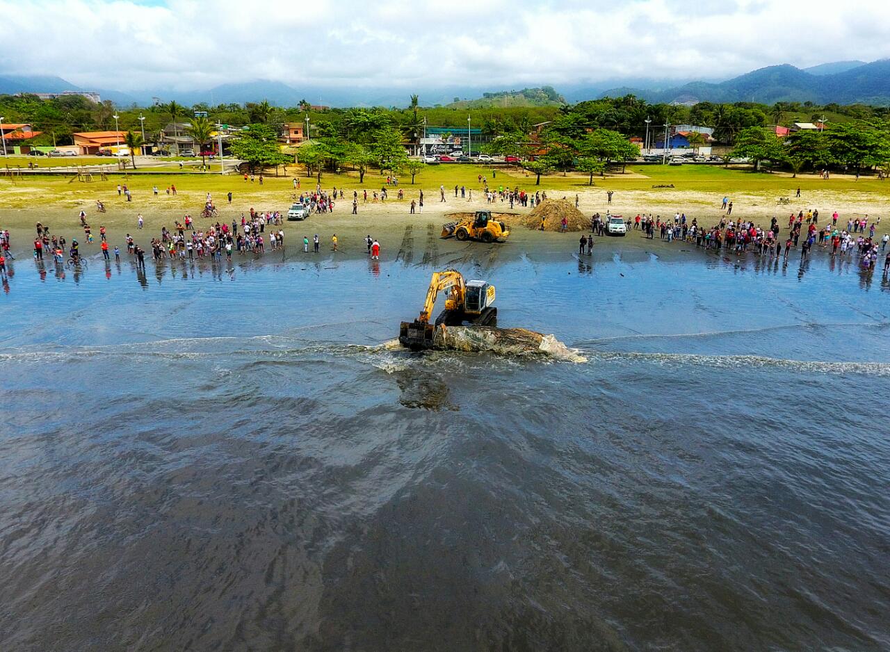Ação coordenada da Prefeitura de Caraguatatuba promove enterro de baleia-franca no Aruan