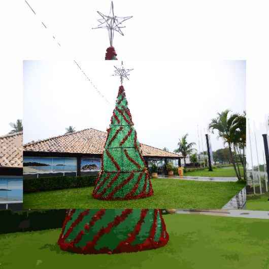 Avenida da Praia de Caraguatatuba ganha árvore de Natal feita de garrafas pets