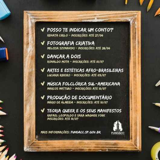 Governo do Estado de São Paulo abre inscrições para Oficinas Culturais on-line