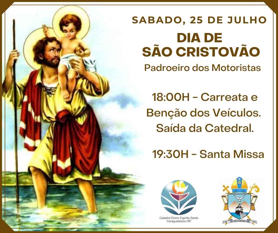 Dia de São Cristovão, padroeiro dos motoristas, será comemorado com carreata e benção dos veículos em Caraguatatuba