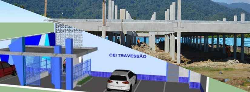 Obras de construção de unidades escolares no Travessão seguem em ritmo acelerado