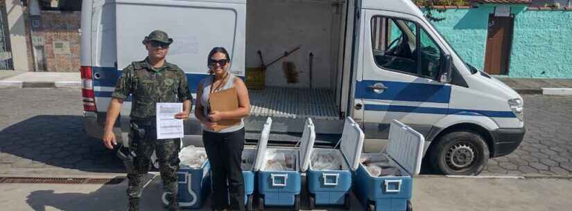 Banco de Alimentos de Caraguatatuba distribui a entidades quase 200 kg de peixes apreendidos pela Polícia Ambiental