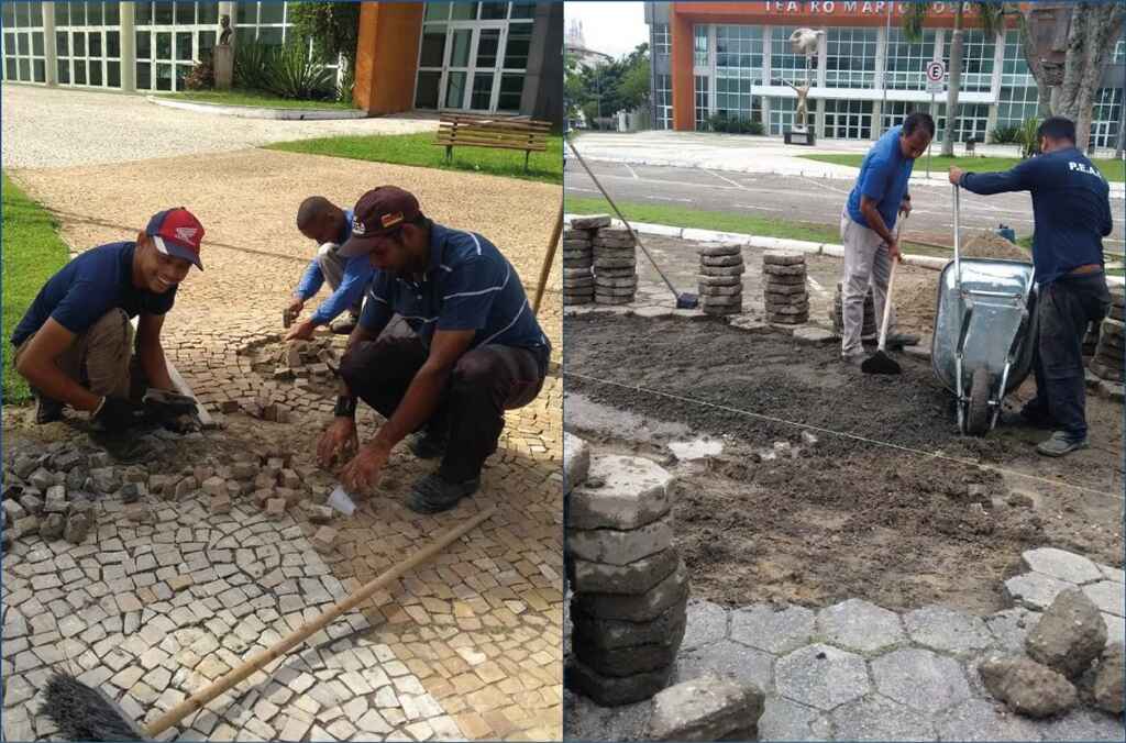 Prefeitura de Caraguatatuba inicia reparos na calçada do Teatro Mario Covas
