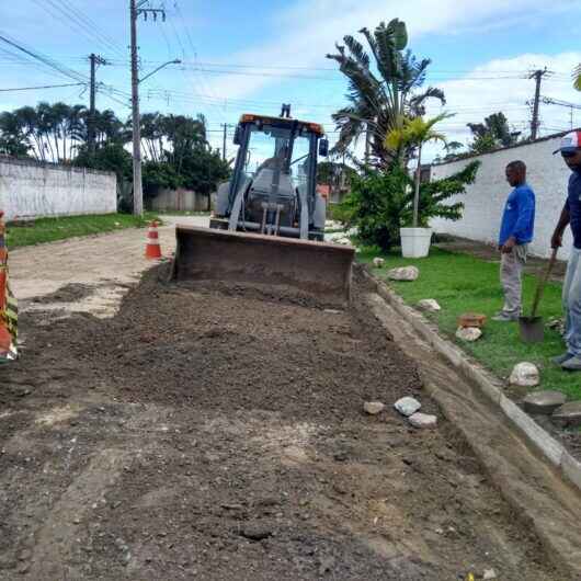 Caraguatatuba continua com realinhamento de bloquetes no Massaguaçu