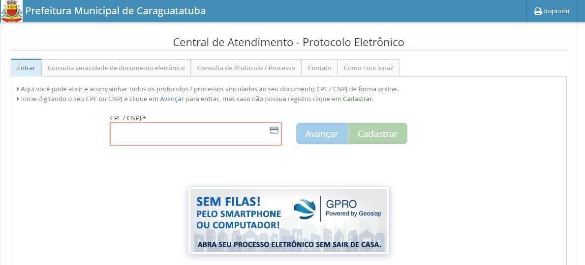 Prefeitura de Caraguatatuba tramita processos no sistema de Protocolo Eletrônico