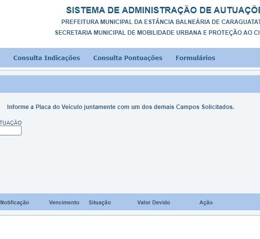 Sistema de recursos de multas de trânsito da Prefeitura de Caraguatatuba passa por manutenção