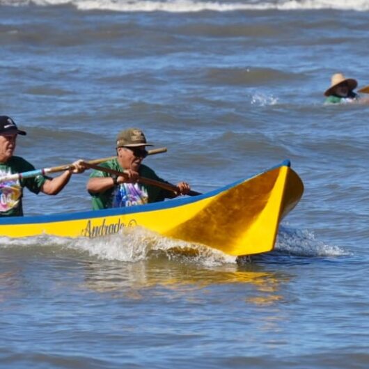 Corrida de Canoa Caiçara reúne pescadores da região no Festival do Camarão