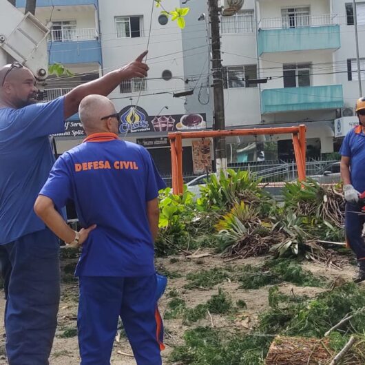 Prefeitura interdita parquinho na Praça Diógenes Ribeiro de Lima devido ao risco de queda iminente de árvore