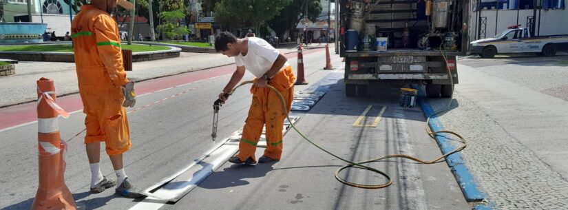 Área central de Caraguatatuba tem sinalização de solo revitalizada