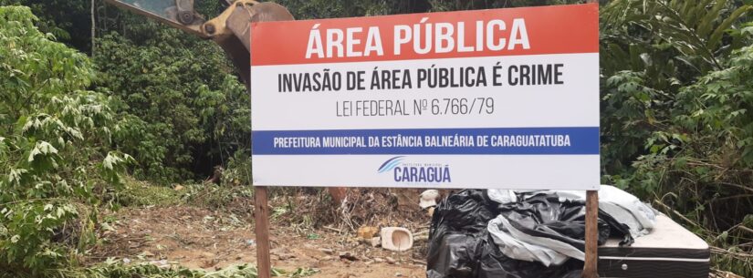 Prefeitura de Caraguatatuba e Polícia Ambiental coíbem invasão em área pública no Jaraguazinho