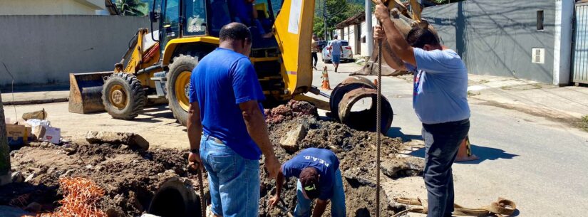 Prefeitura prossegue com obra da nova linha de drenagem na Rua Nossa Senhora Aparecida, no Perequê-Mirim