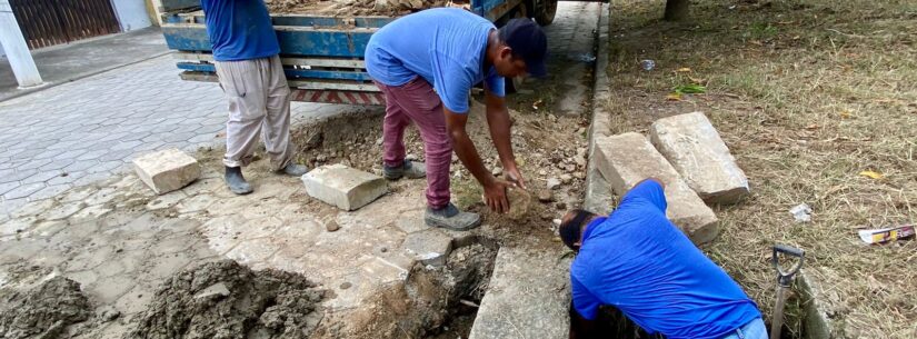 Prefeitura leva trabalho de limpeza e contenção de erosão para ruas do Perequê Mirim