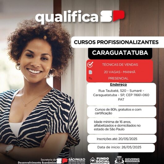 Caraguatatuba prorroga inscrições para curso gratuito de técnica de vendas