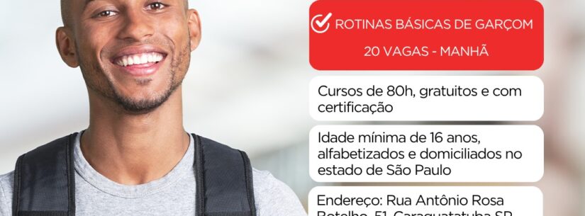 Caraguatatuba oferece Curso Gratuito de Rotinas Básicas de Garçom Caraguatatuba oferece Curso Gratuito de Rotinas Básicas de Garçom