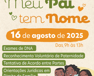 Inscrições para mutirão “Meu Pai Tem Nome” terminam na próxima quarta-feira Inscrições para mutirão “Meu Pai Tem Nome” terminam na próxima quarta-feira