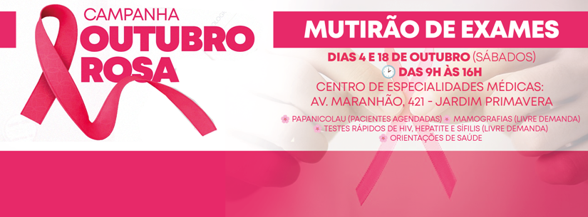 Banner mutirão de exames outubro rosa