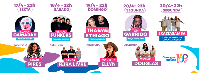 Shows com artistas locais e de renome nacional marcam aniversário de 169 anos de Caraguatatuba