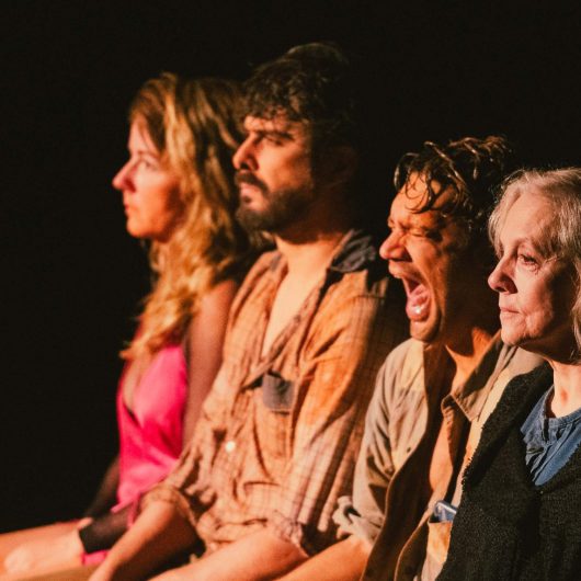 Camila Nhary, Iano Salomão, Armando Babaioff and Denise Del Vecchio in Tom at the Farm. Credit Alex Woloch