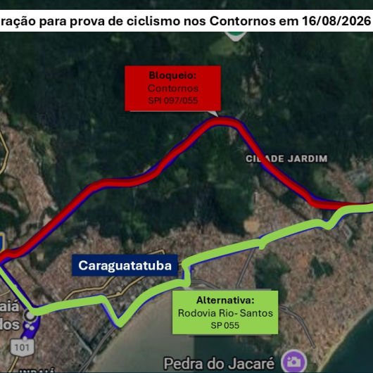 Prova de ciclismo altera trânsito nos Contornos da Tamoios neste domingo