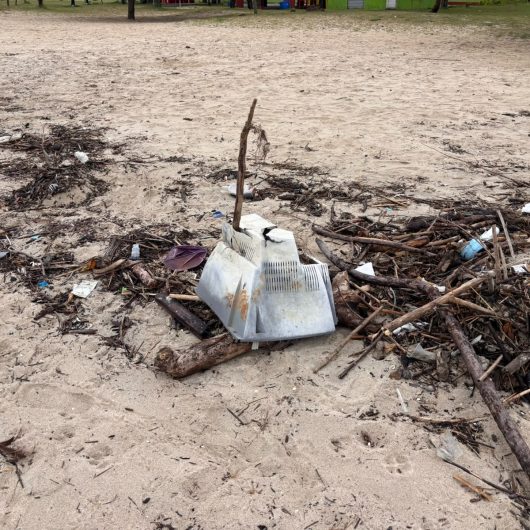 Mutirão de limpeza da Prefeitura recolhe pneus, plásticos, roupas e eletrônicos nas praias de Caraguatatuba